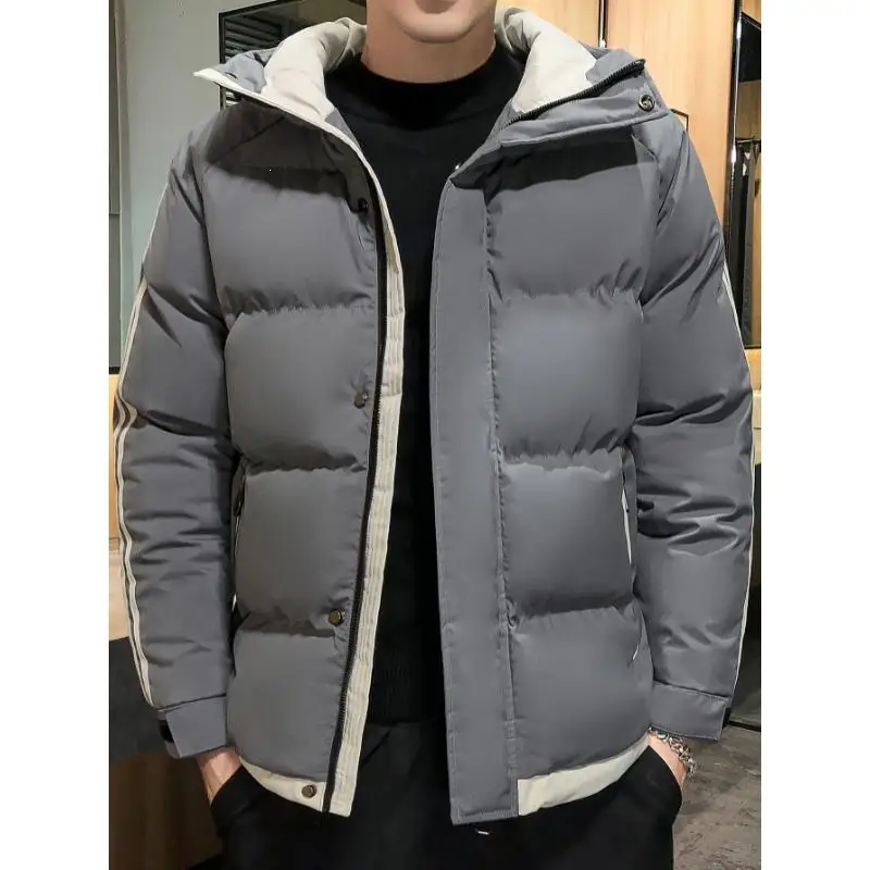 Hooded Cotton Jacket Winter Warm Wear Resistant Children's Outdoor Wool Filled Coat Boys' Fashionable Thin Woolen Clothing