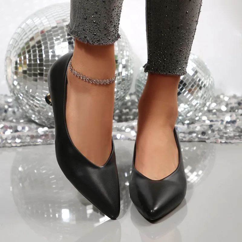 جلد ناعم خنجر حذا فردي للسيدات موضة أشار تو الفم الضحلة الانزلاق على عدم الانزلاق مقاومة للاهتراء أحذية منخفضة