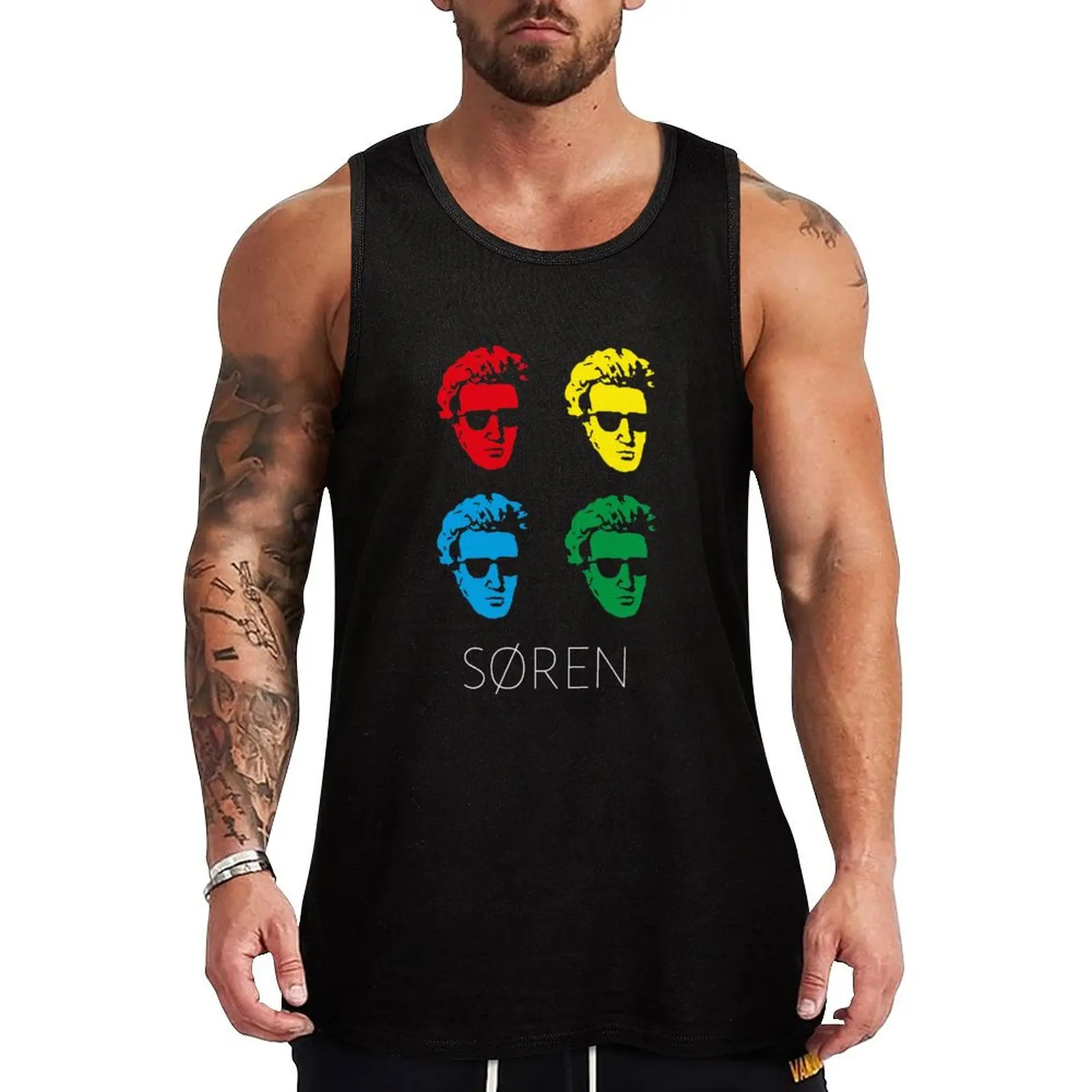 

Soren Kierkegaard - Pop Art Portraits Tank Top Abstract Print Tank Top Casual Graphic Sleeveless