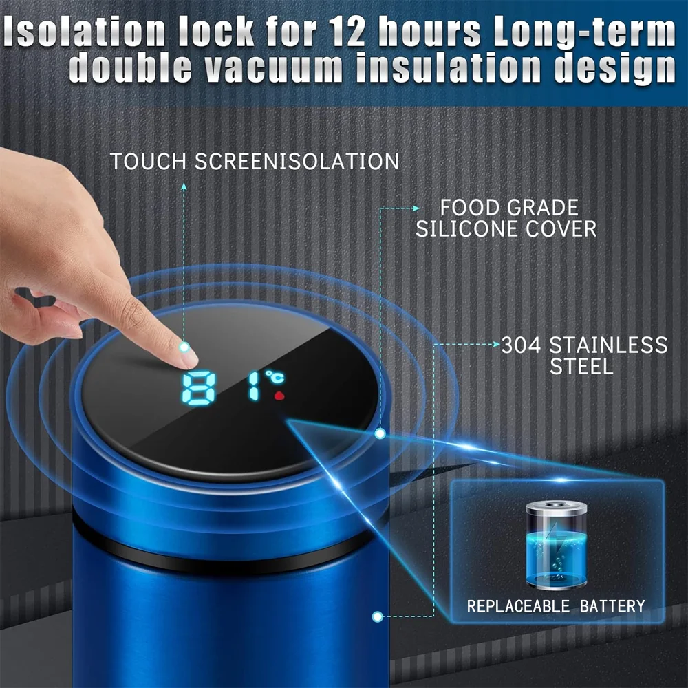 Thermal Water Bottle Digital Thermos Stainless Steel Tea Infuser Cup Isotherm Vacuum Flask Cold and Hot Drink Tumbler Coffee Mug