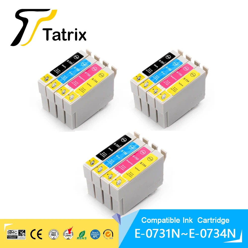 Tatrix For Epson Ink Cartridge T0731 T0732 T0733 T0734 73N For Epson Stylus T13/TX102/TX103/TX121/C79/C90/C92/C110/CX3900/CX4900