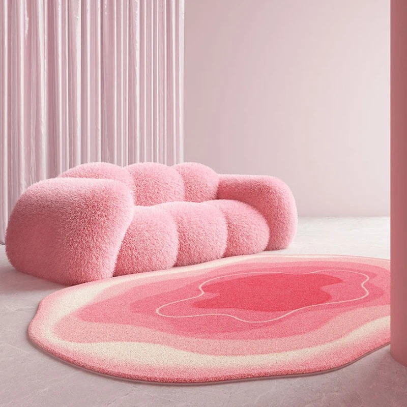 Irregular Shape Bedroom Decor Pink Carpet Thick Plush Carpets for Living Room Fluffy Soft Cloakroom Floor Mat Washable Large Rug