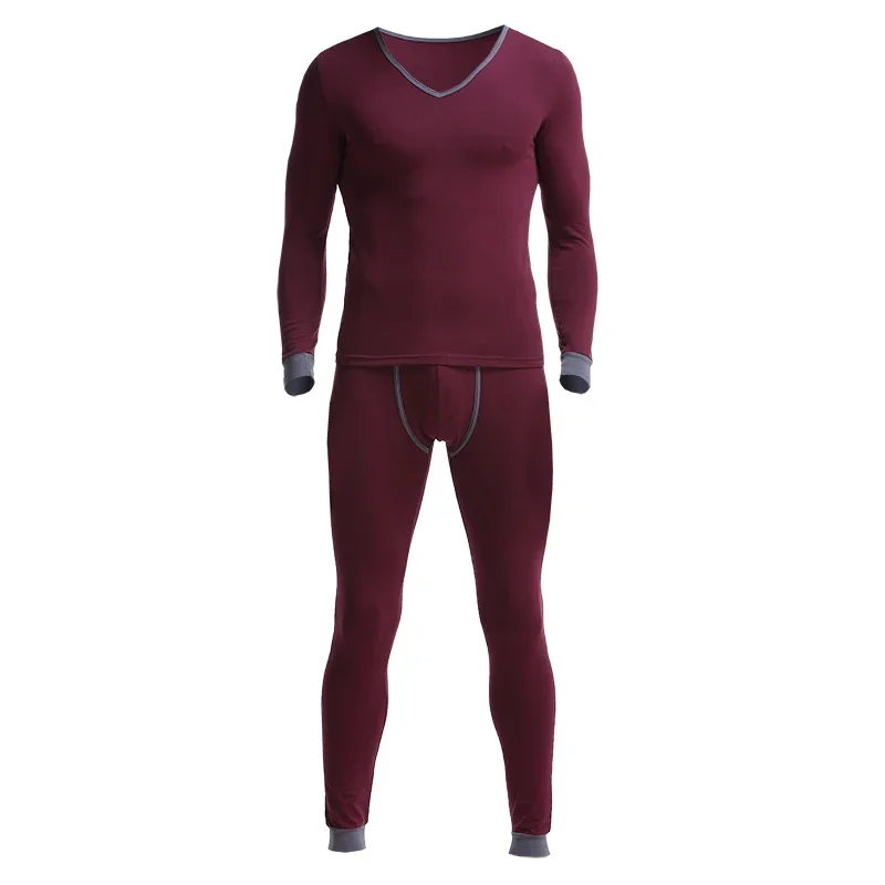 

O element men thin cotton V-neck slim fit comfortable base coat long Johns basic thermal underwear set