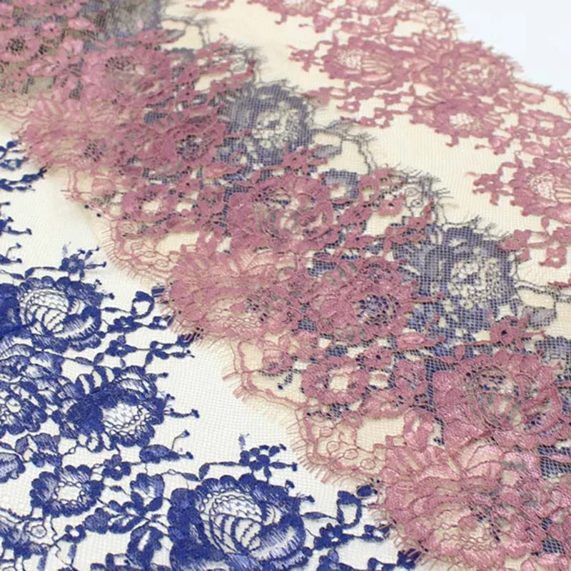 32Yards Eyelash Lace Sapphire Pink Purple No-elastic Chantilly Lace Trim Apparel Two-Tone Fabric Lace DIY Lace Sewing Crafts