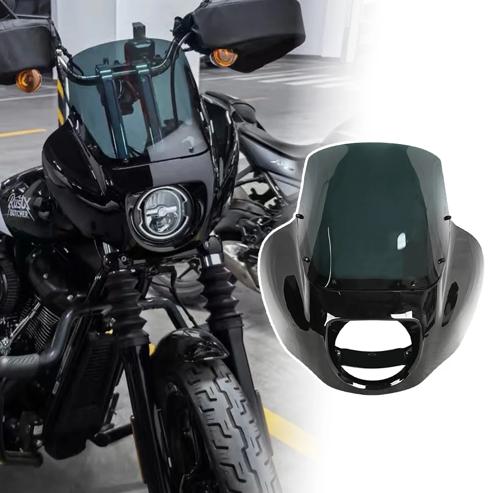 

Motorcycle Parts Black Quarter Fairing with Taller 13 inch Windshield Windscreen for Harley Softail Street Bob 2018-later