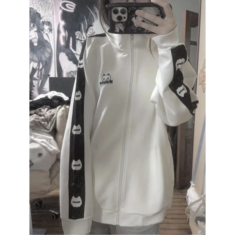 Cat Hoodie Sweatshirt Girls Punk Y2K Pullover Dark Print Streetwear Hoodie Retro Vintage Casual Fashion Long Sleeve Jacket New