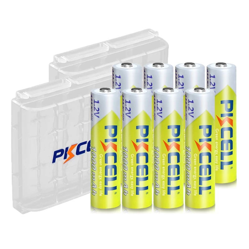 8PC PKCELL AAA Battery 1.2V 1000mah Ni-MH aaa Rechargeable Batteries And 2PC Battery Box For Clock Toys flashlight