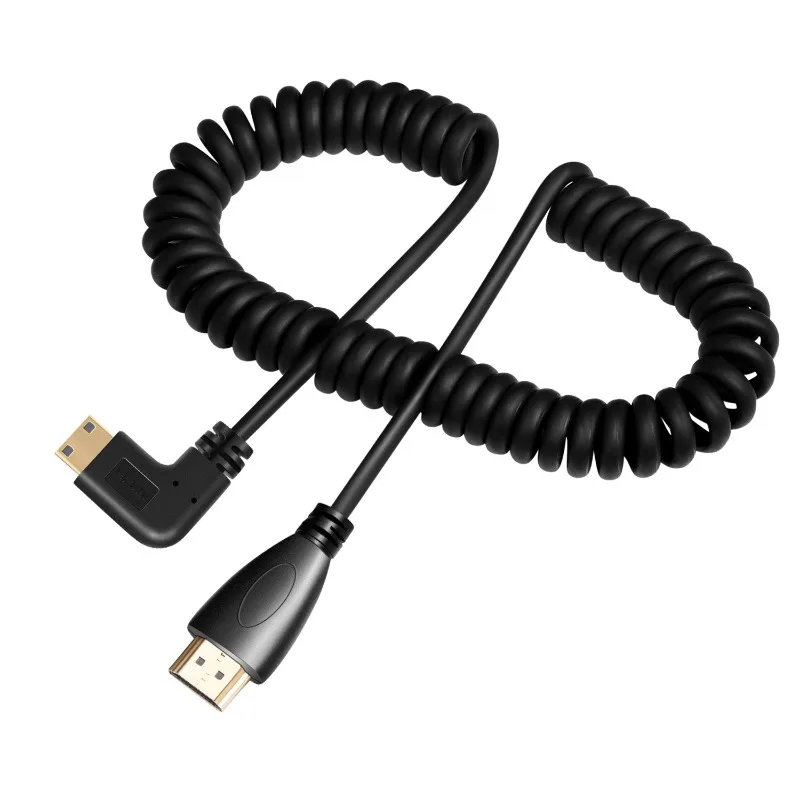 สายสปริง HDMI เป็นมินิ HDMI แบบยืดหยุ่น 4K สายข้อมูลวิดีโอ Ultra HD สําหรับกล้องวิดีโอ DSLR