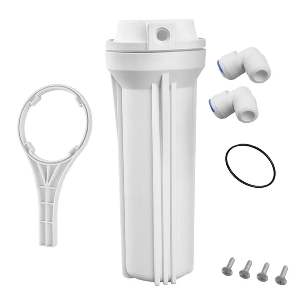For 10 Inch RO Filter Housing White Polypropylene for For 1/4 in to 2.5 in Port with All Necessary Installation Components