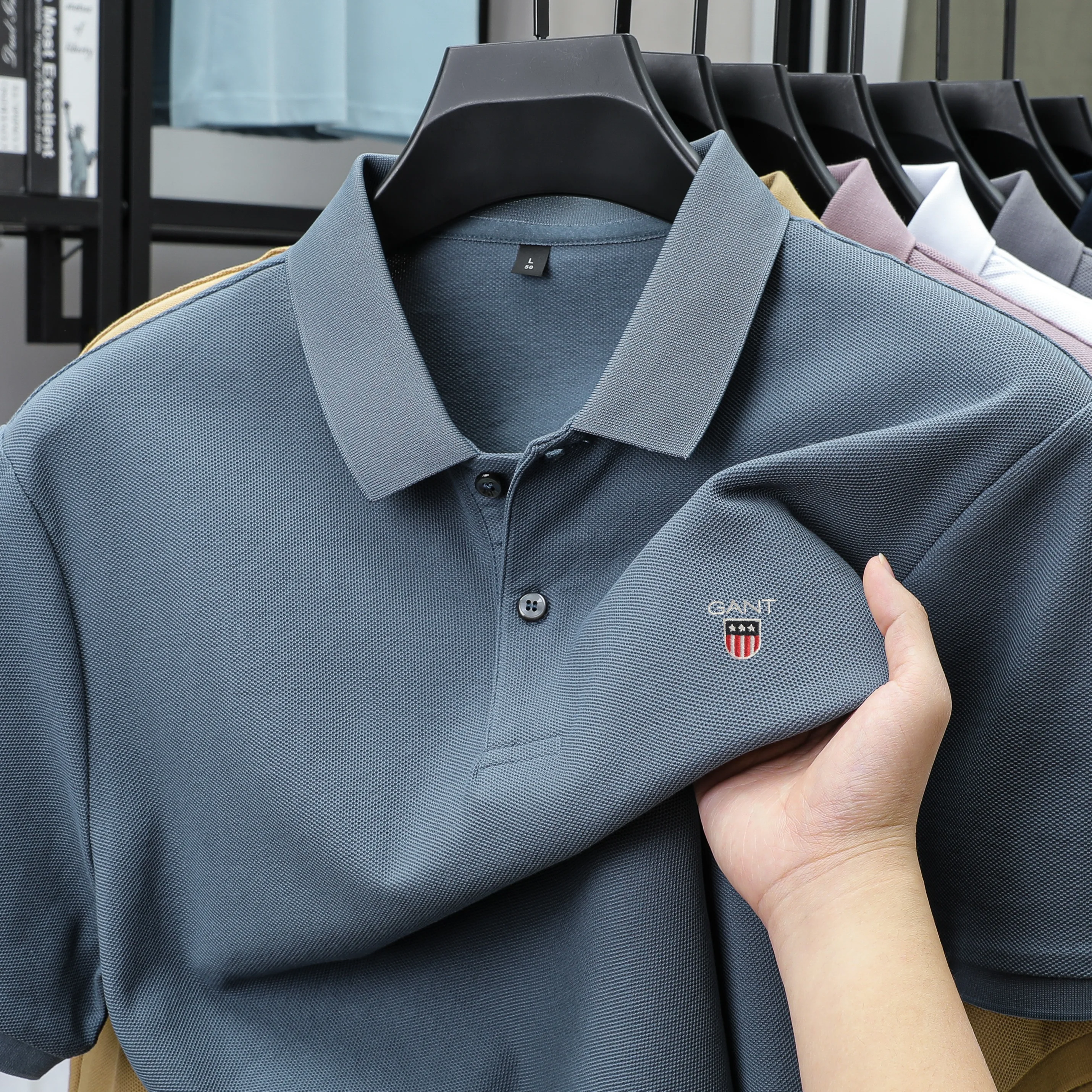High-end 100% Cotton Short Sleeve Polo Shirt Men's Summer Luxury Brand Breathable Paul T-shirt Exquisite Embroidery Casual Top image 5