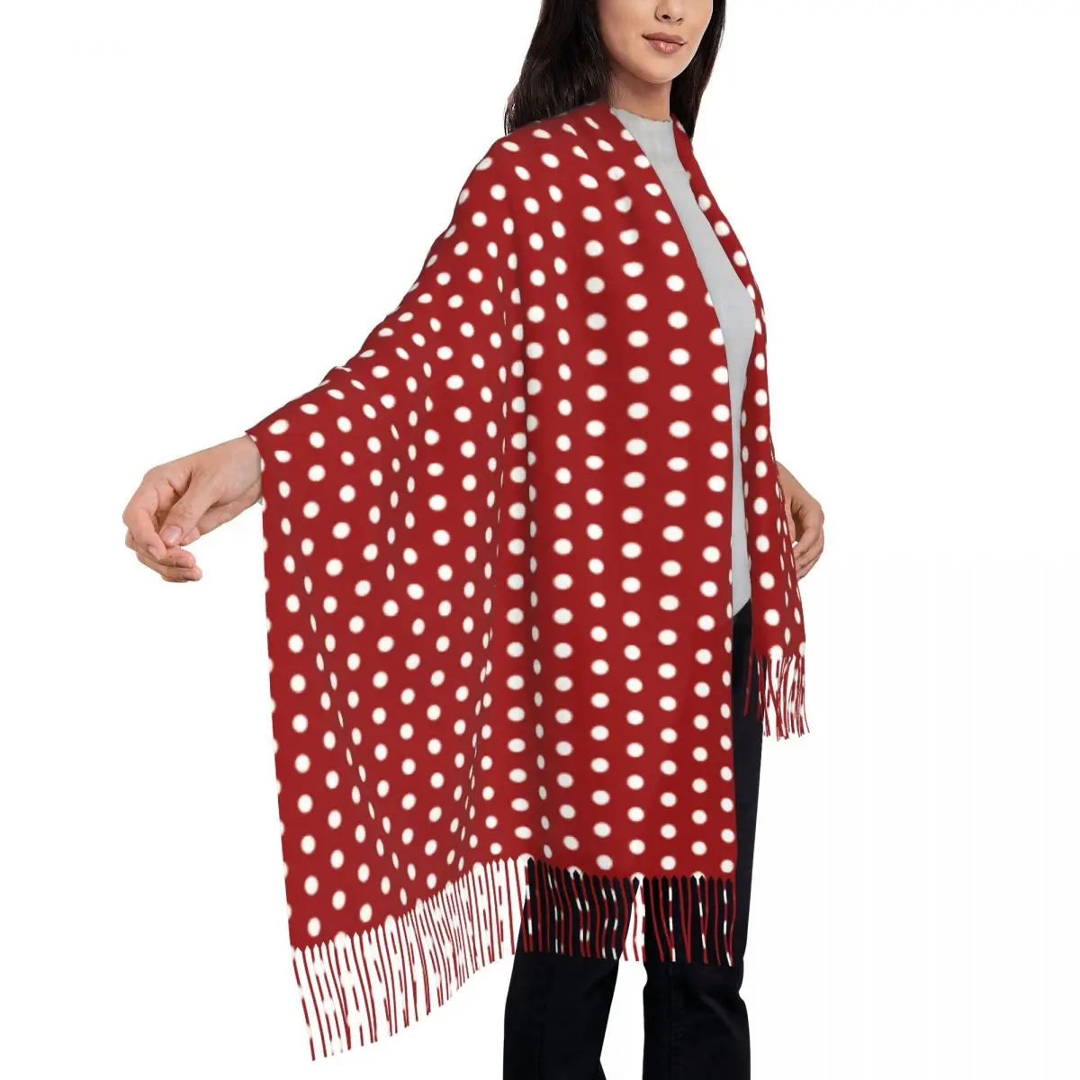 Warm Soft Scarf Winter White Polka Dot Shawls Wrpas Dark Red Design Bandana Men Women y2k Cool Headwear Scarves