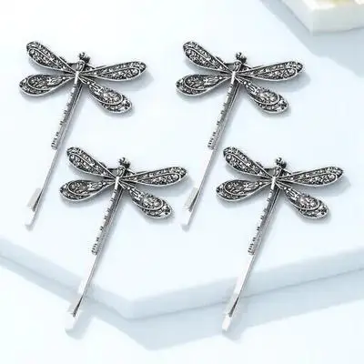 

Набор из 4 заколок для волос Dragonfky: винтажные металлические заколки-стрекозы, маленькие заколки-шпильки для женщин