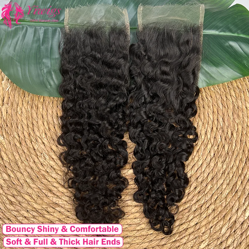 Yiwigs 100% Human Hair Wig 4x6 HD Invisible Lace Closure Burmese Curly Preplucked Bleached Knots Natural Hairline Natural Black