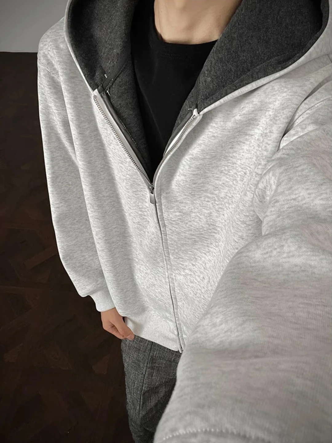 

Мужской кардиган-худи в корейском стиле, свободного кроя, из полиэстера, повседневный, для осени