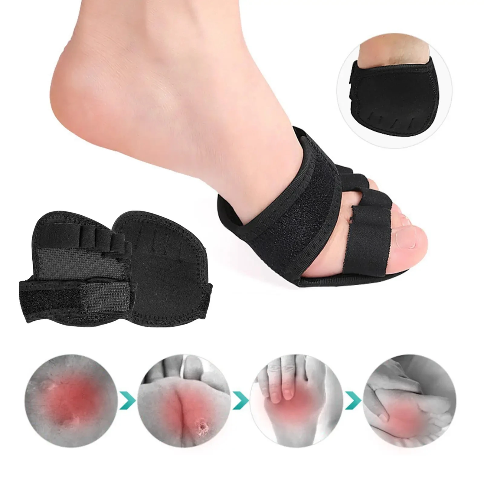 1Pair Hallux Valgus Overlapping Toe Splitter Wear-Resistant Forefoot Pads Five-Finger Half-Palm Yoga Socks Foot Care
