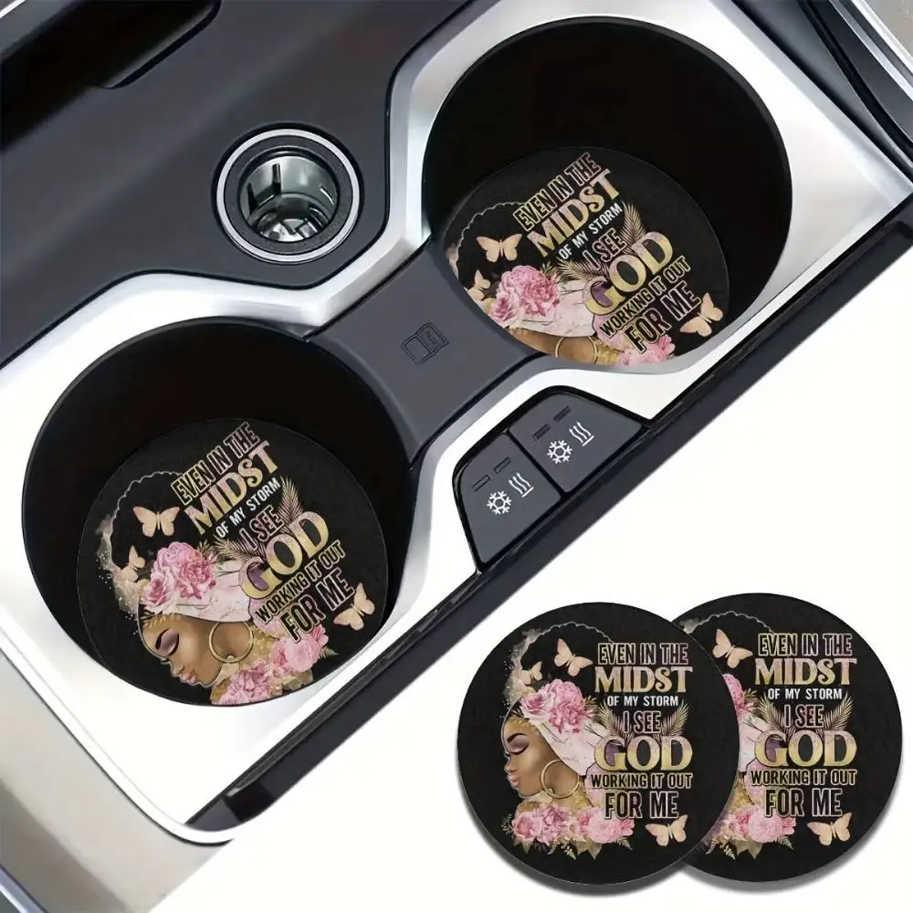 Ethnic Lady Design Absorbent EVA Car Cup Holder Coasters Stylish Auto Interior Accessories For Car & Home Desk