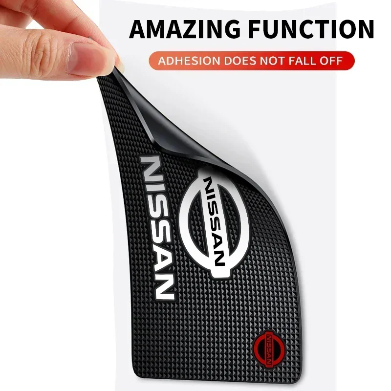 Car Silicone Non-Slip Mat Interior Console Emblem Badge Anti-Slip Pad For Nissan X-trail Qashqai Note Juke Sentra Patrol Navara