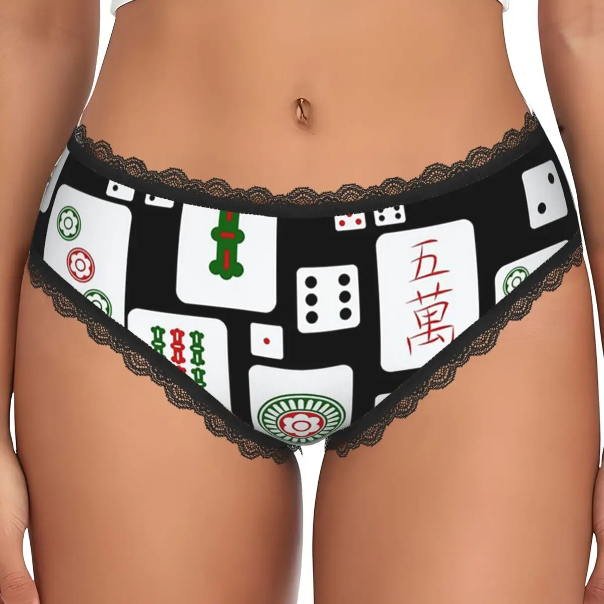 Custom Mahjong Tiles Game Dice Panties Briefs Women's Comfort Briefs Underwear Breathable Female Underpants