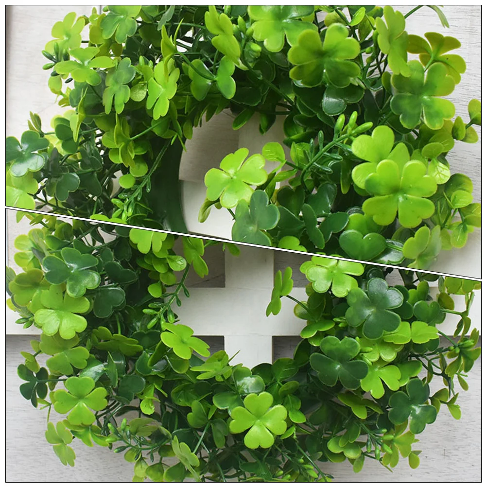 

St Patrick's Day Clover Wreath Pendant Decorative Hanging Ornament Party Door Festival Wreath Outdoor Wall Hanging Festival