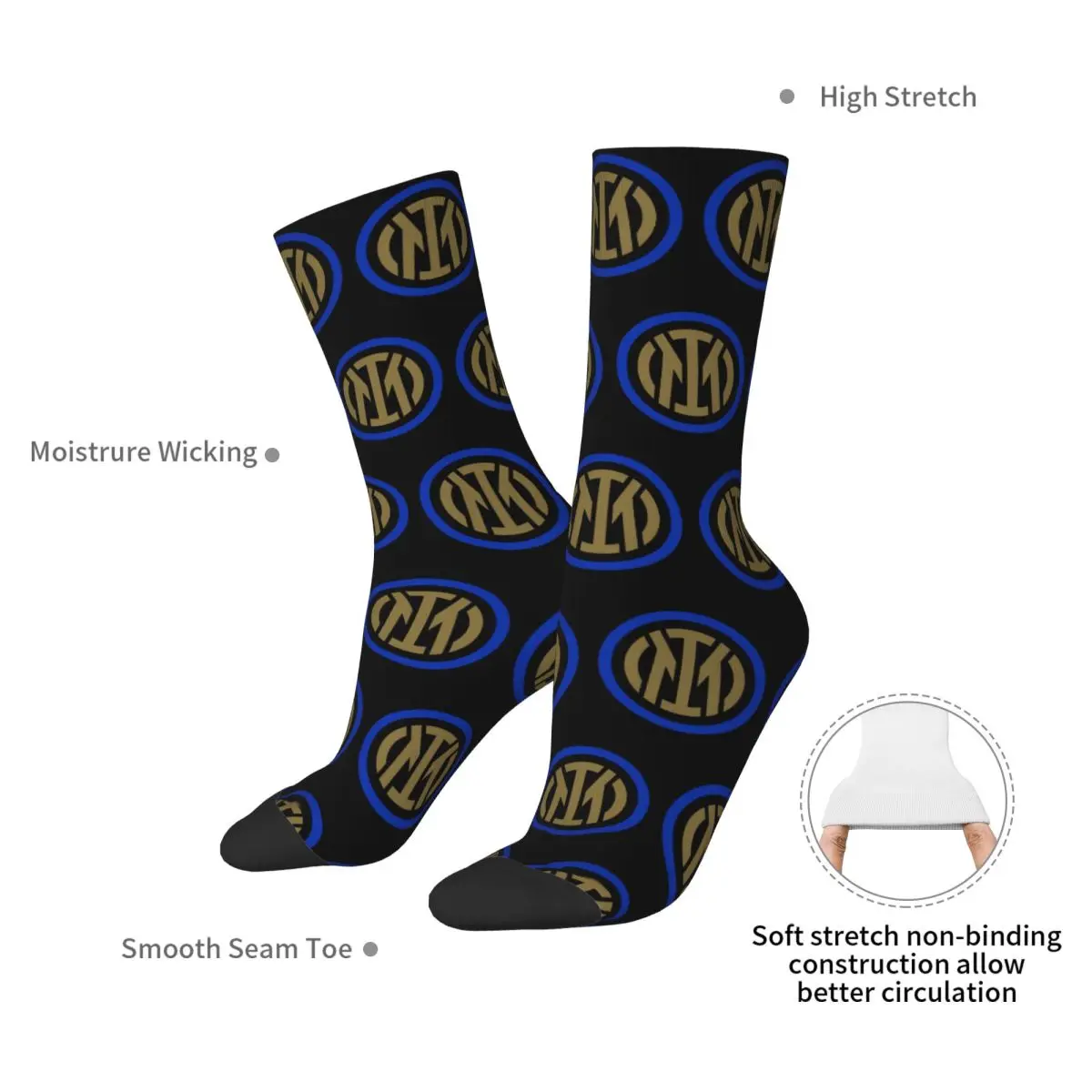 Inter Milano Calzini dal miglior design Harajuku Calze di alta qualità Calzini lunghi per tutte le stagioni Accessori per regalo di compleanno unisex