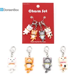 1Set ( 4 PCs/Set) Resin Clip On Charms For Vintage Charm Bracelets Knitting Stitch Markers Multicolor Cat Animal 4.6cm x1.5cm