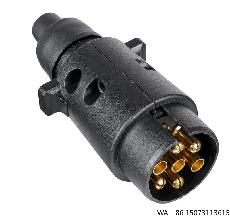 7-Pin Large Round Plastic Plug + 13-Pin Trailer Socket with Cable Connector