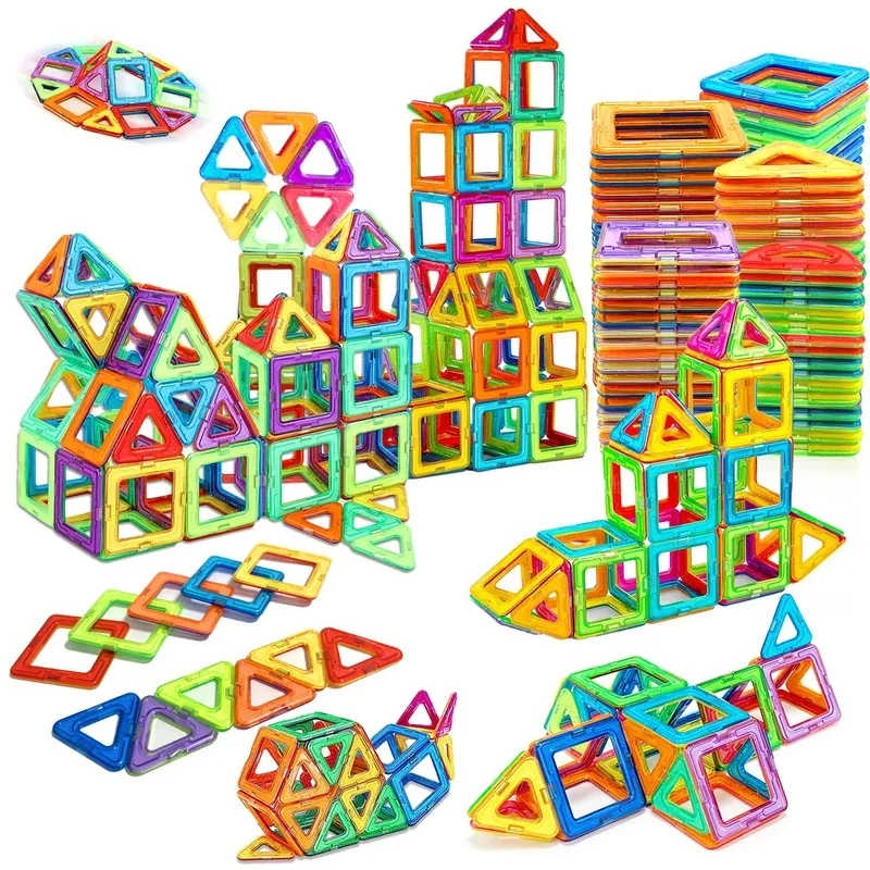 Medium Size Magnetic Building Blocks, DIY STEM Construction Magnet Toys, Educational Learning Playset for Kids