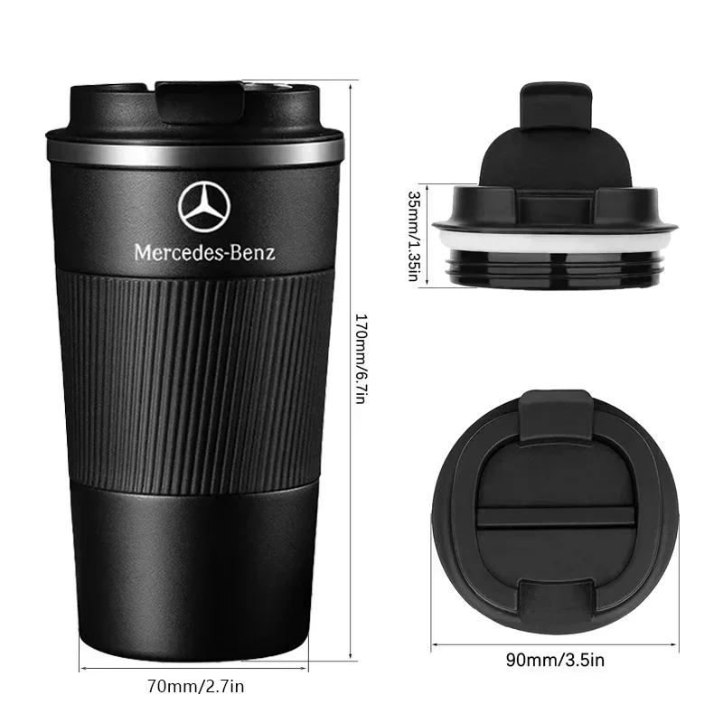 510ml Stainless Steel Coffee Thermos Mug Thermal Cup For Mercedes Benz W164 W205 W204 W211 W212 GLE Non-slip Travel Car Bottle