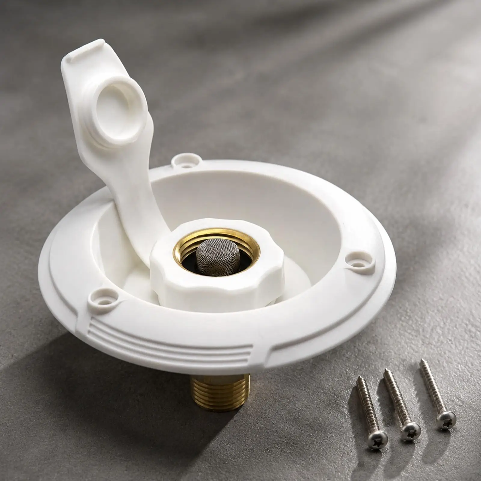 RV Water Inlet Connector Brass Flanged Fitting for Camper Boat Plumbing with Sealing Unit