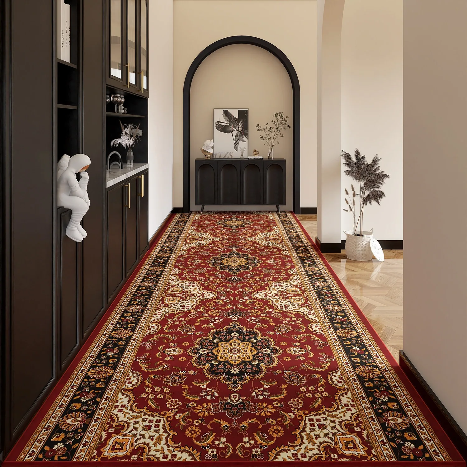 Hallway Runner Rug Red Light Luxury Advanced Long Mat Non-slip Floor Mat Home Decoration Carpet Corridor Rugs Teppich Läufer 러그
