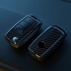ABS Carbon Fiber Car Key Case Cover Shell For VW Volkswagen Polo Golf Passat Beetle Tiguan Seat Leon Altea Skoda Octavia Kodiaq