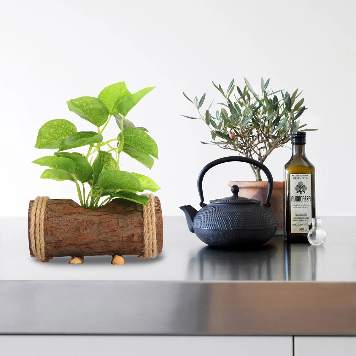 

1Pcs Artificial Bonsai Desktop Miniascape Plastic Potted Miniature Landscape Home Office Premium Material Green