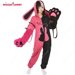 Women Onesie Pajama Claw Heart Bunny Print Loungewear Adult Hooded Homewear Kigurumi Sleepwear