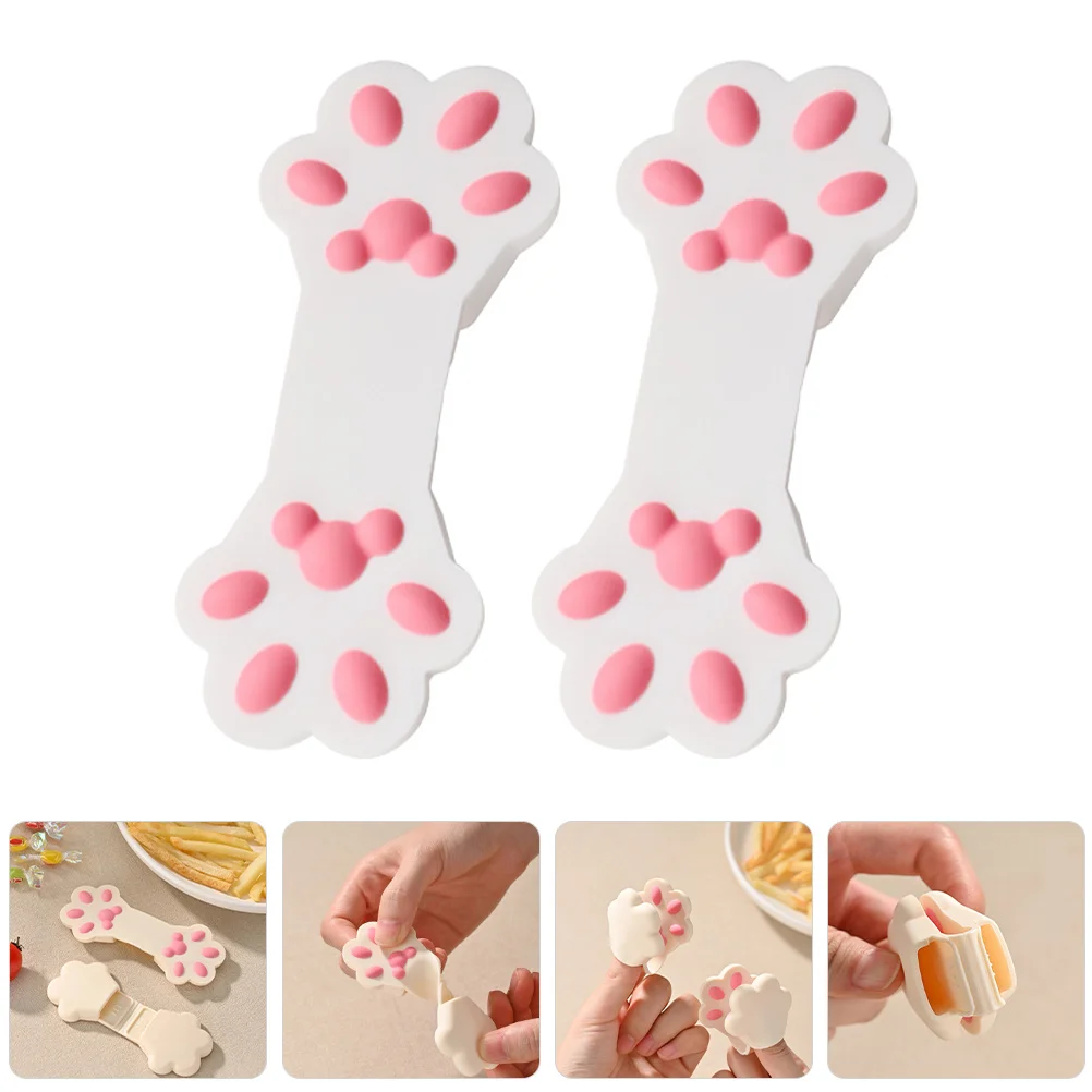 

2Pcs Cute Cat Shaped Silicone Snack Bag Clips Pouch Sealing Clips for Chips Cereal Salad Storage Organizer