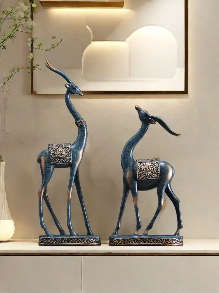 

Creative Wealth Attraction Deer Statue Crafts Living Room Desktop Entrance Wine Cabinet Home Decoration Relocation Gifts