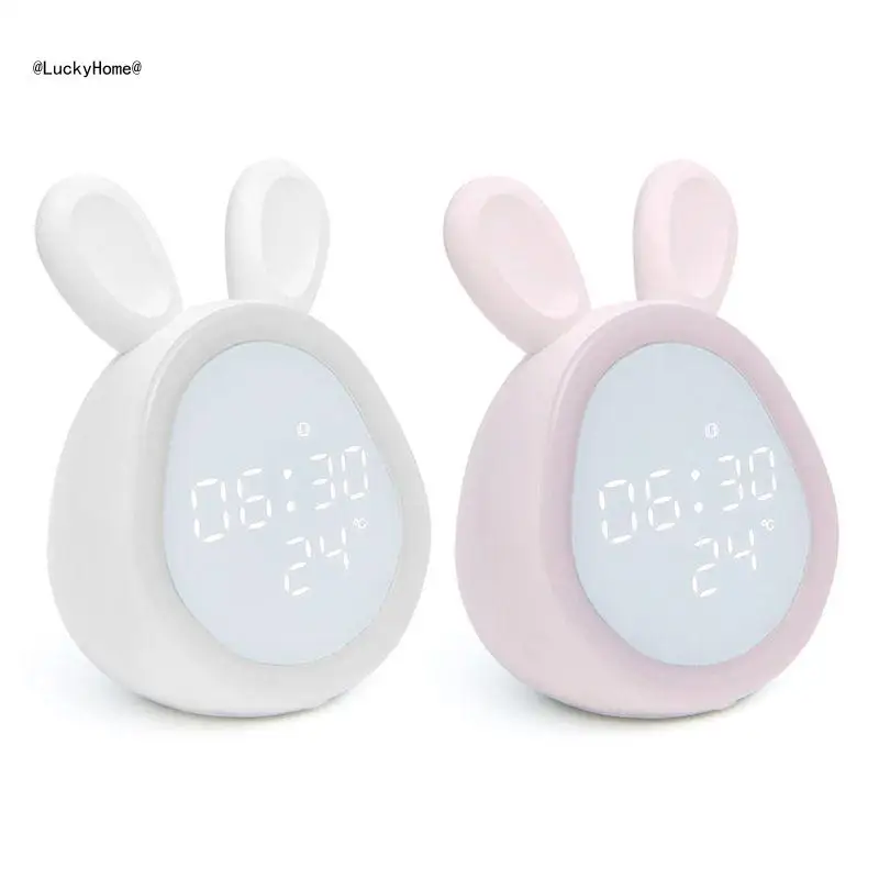 Bluetooth-compatible Alarm Clock LED Night Light Voice Control Temperature 11UA