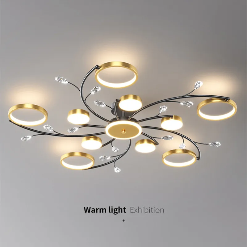 

2021 New Modern LED Chandelier Lamp Golden Lustre For Living Room Bedroom Study Room Crystal Decorative Ceiling Cchandelier