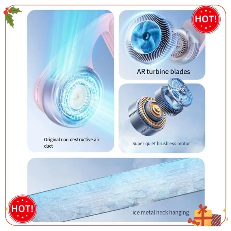 مروحة رقبة محمولة من ABLE، مروحة شخصية يمكن ارتداؤها بقدرة 1600 مللي أمبير في الساعة مع 5 سرعات قابلة للتعديل، مروحة للرقبة للسفر