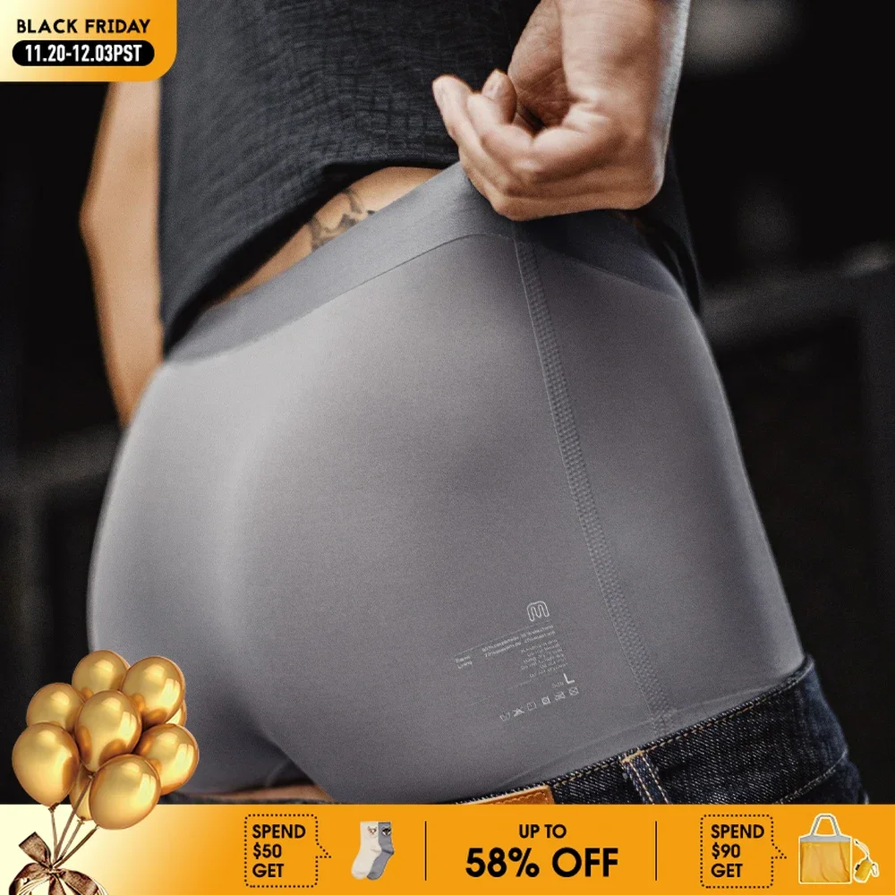 

Maden 3pc Men's Breathable Cool-Touch Boxer Briefs 7A Anti-Bacterial Comfortable Underwear Solid Color Stretch Large Trunks