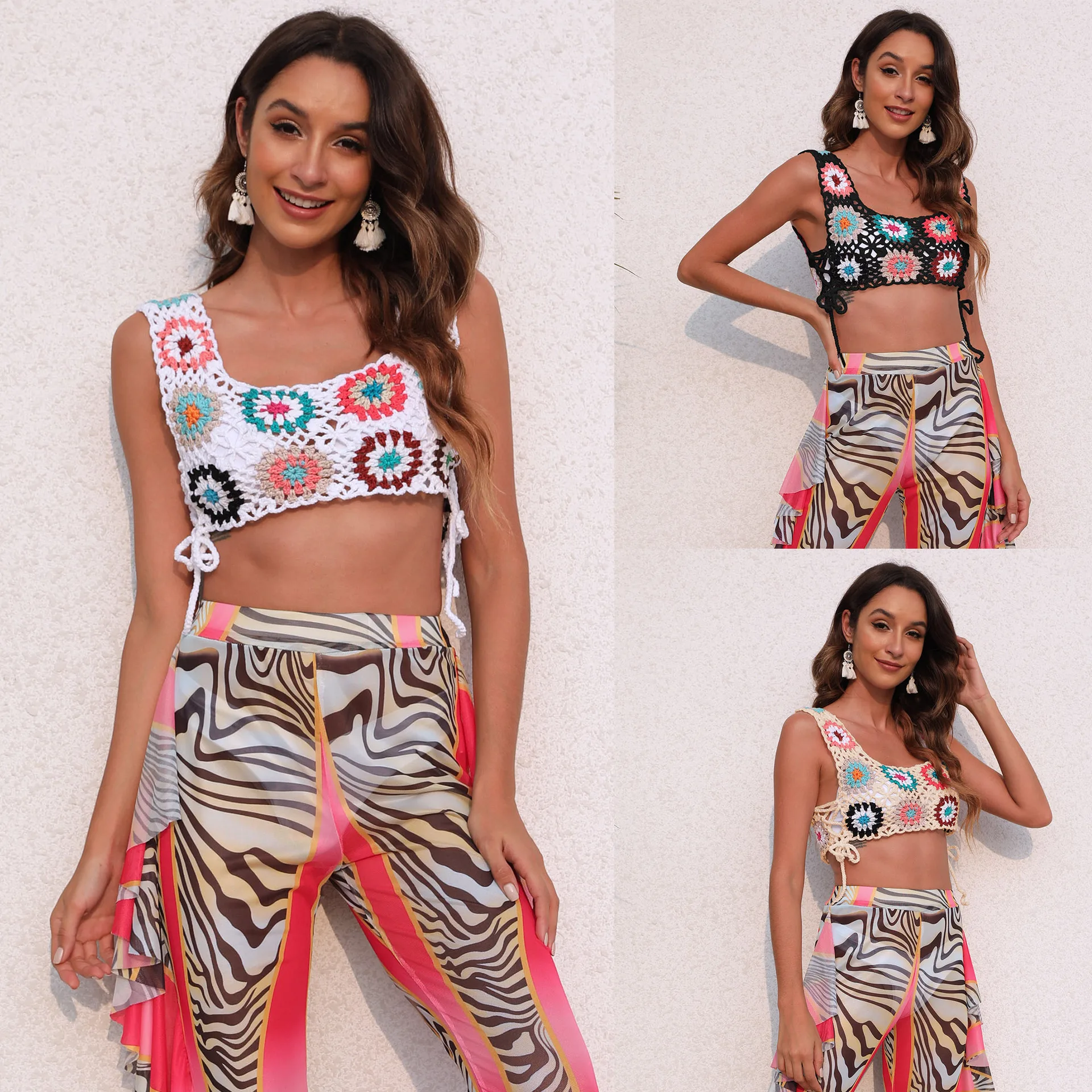 

Lady Women Girls BIKINI Sexy Handmade Top Knit Crochet Crop Cover Ups BeachwearTops Summer Swimwear Push Beach Tanks Halter Bra