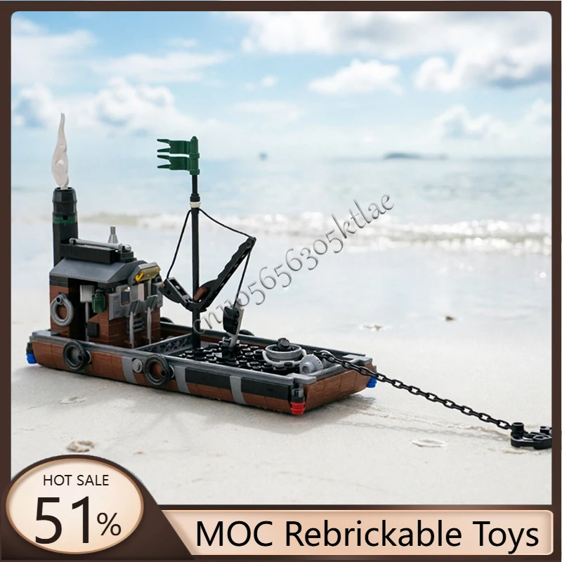 

506 деталей MOC City Engineering: Самоходная угольная баржа для морских работ, модель-конструктор, креативные игрушки, подарки