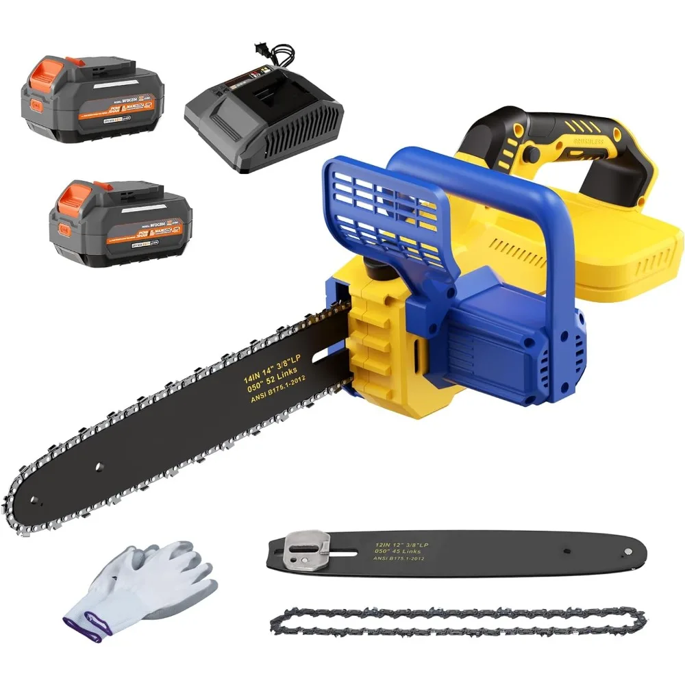 

Аккумуляторная бензопила 14 и 12 дюймов, совместимая с аккумулятором Dewalt 20 В MAX, электрическая ручная цепная пила 40 В с бесщеточным двигателем 1700 Вт