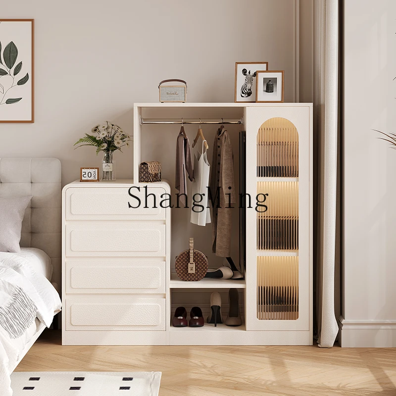 

CL Cream Wind Integrated Bedroom Locker Bedside Storage Small Unit Coat Rack Locker