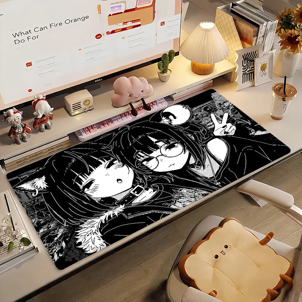 Anime Pixel Girl Mouse Pad Non-slip Locking Edge Desk Mat PC Laptop Accessories Rubber Office Keyboard Large Gamers Decoracion