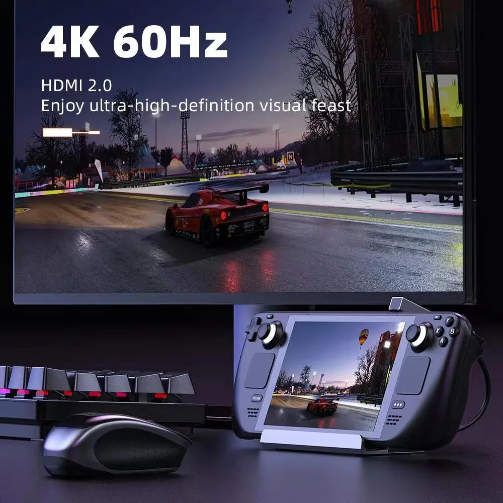 Suporte 6 da base da tevê da estação de docking da plataforma do vapor em 1 doca 60hz hdmi do suporte da liga de alumínio do cubo-compatível USB-C para o console da plataforma do vapor