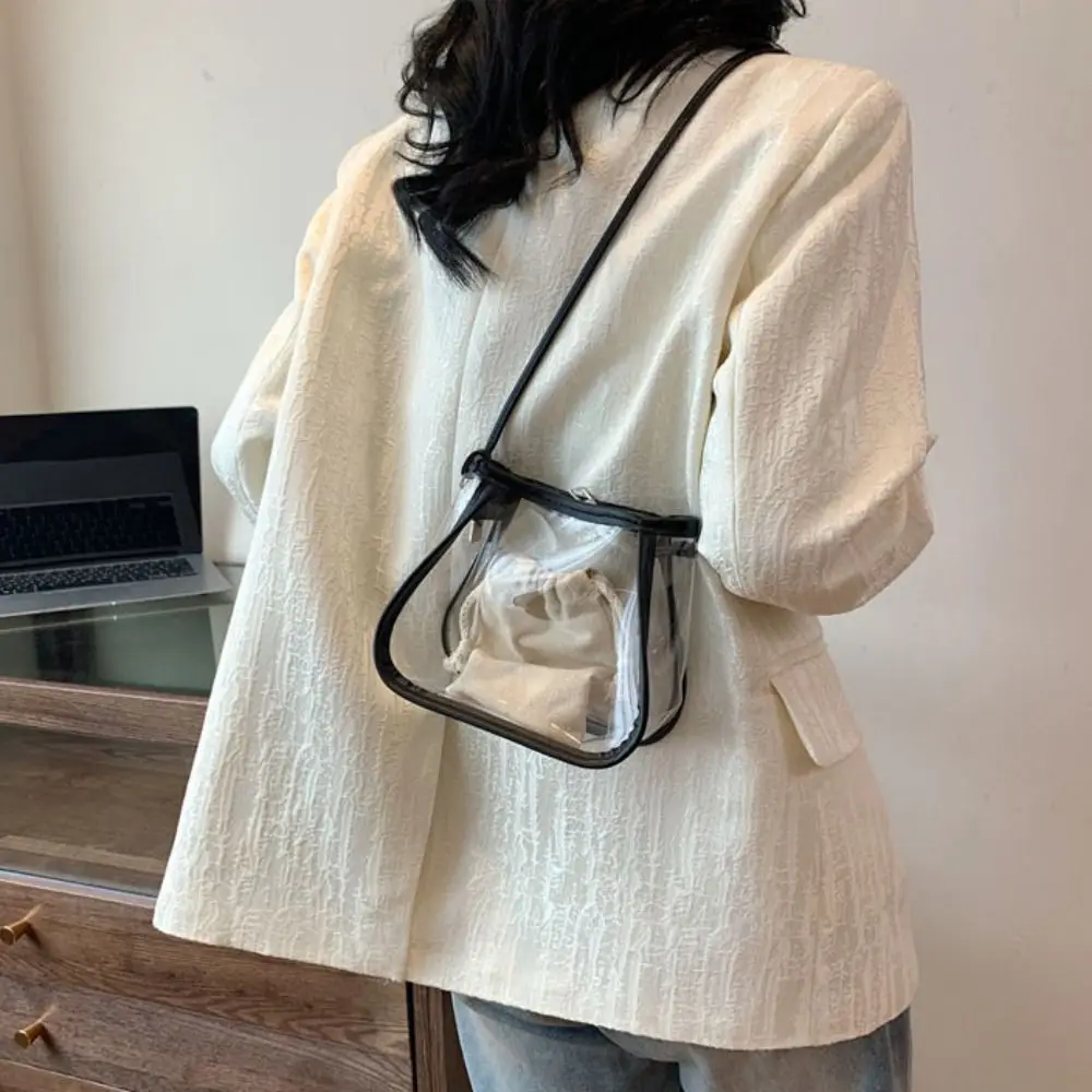Fashion 2 in 1 Clear Crossbody Bag Waterproof Portable shoulder bag Casual PVC Women's Bag travel