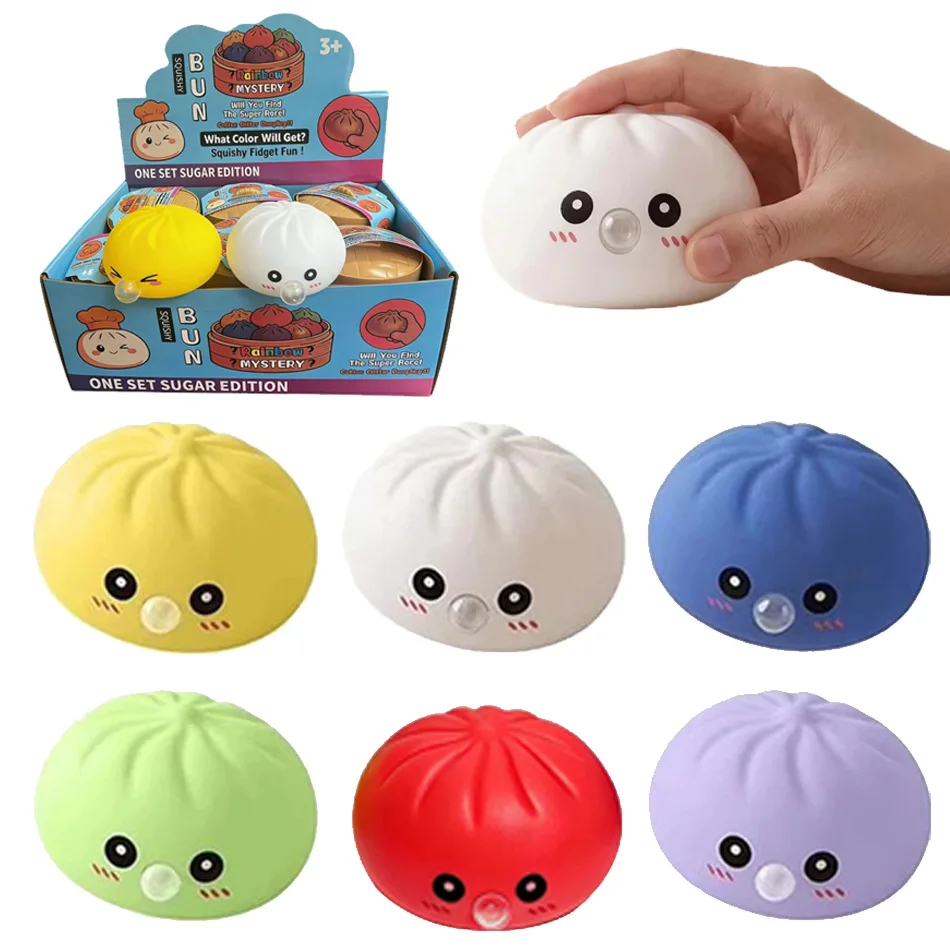 Jouet souffleur de bulles Dumpling Squishies, Ensemble de Dumpling Squishies avec cuiseur vapeur, Nouveaux Squishies souffleurs