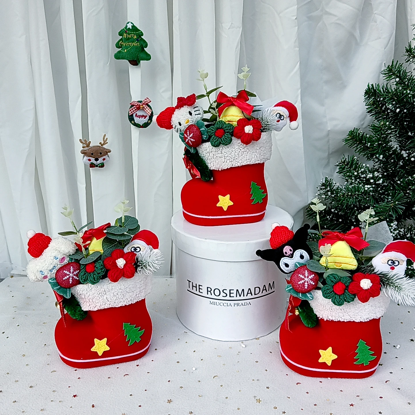 Christmas Edition Hello Kitty Kuromi Melody Cinnamoroll Plush bouquet Stuffed Toys Valentine's Day Birthday Mother's Day Gift