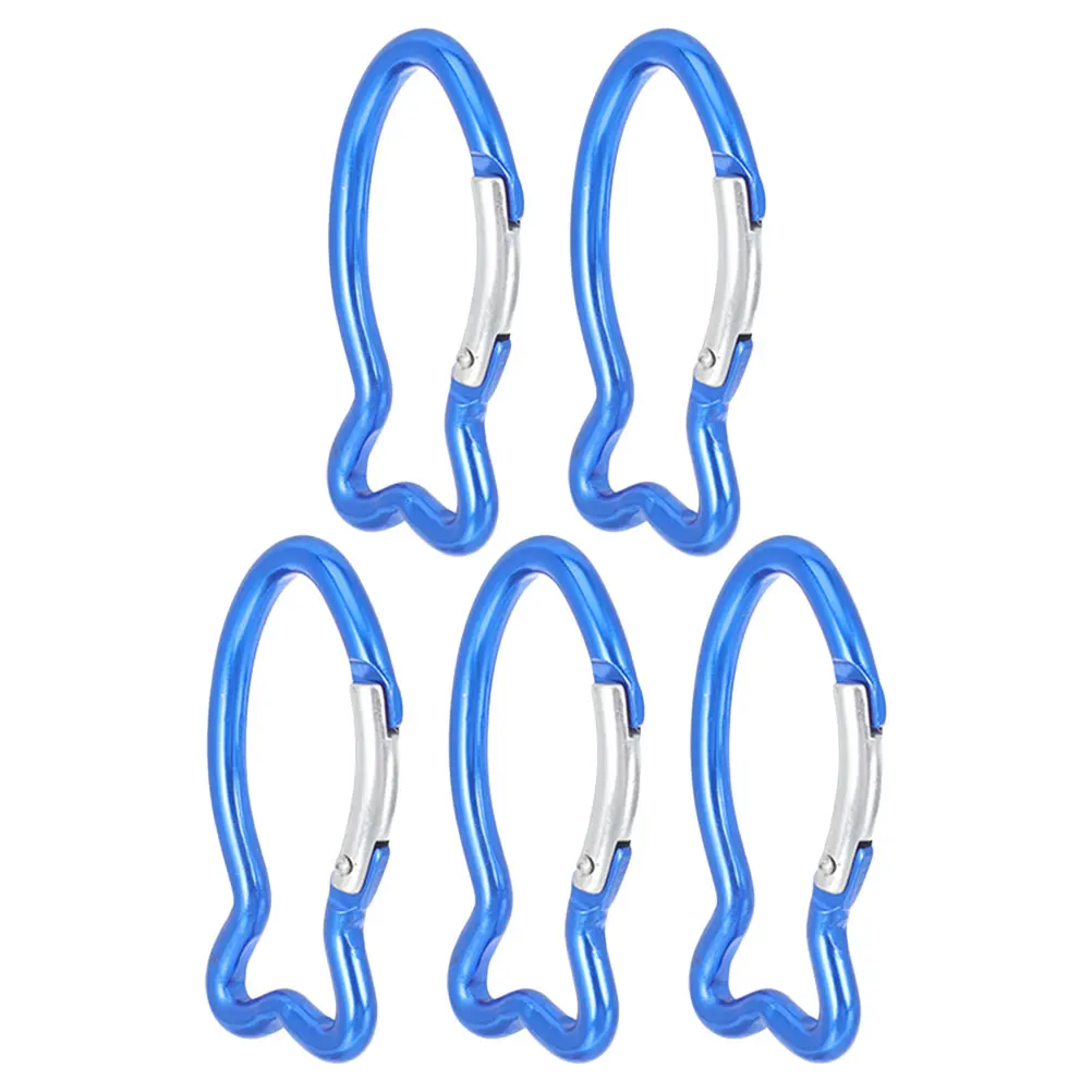 

5pcs Outdoor Safety Buckle Carabiner Durable Aluminum Quick Clip for Hiking Camping Fish Shaped Mountaineering Gear Hooks