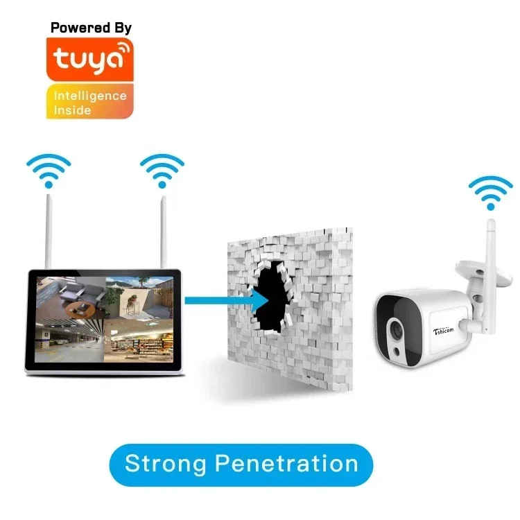 TUYA الذكية واي فاي 4CH طقم NVR 12 بوصة LCD HD 1080P اللاسلكية للرؤية الليلية مراقبة المنزل نظام الدوائر التلفزيونية المغلقة كاميرا الأمن